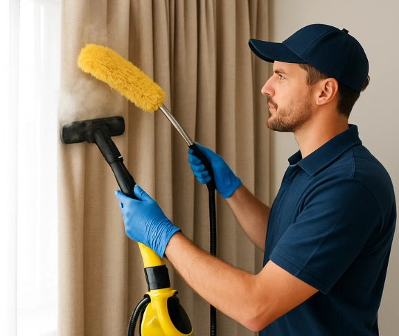 Trusted residential curtain cleaning technician Matty Curtain Cleaning corinda QLD