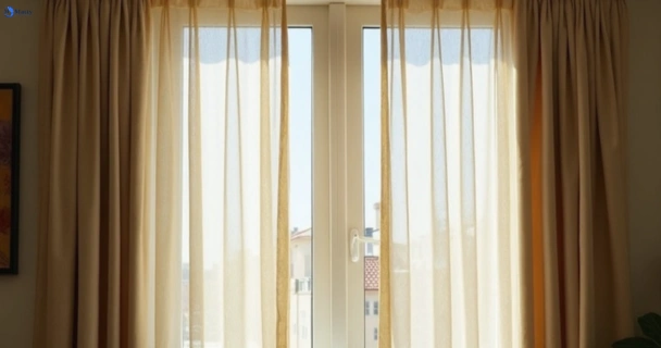 Dull dusty drapes in corinda before professional cleaning